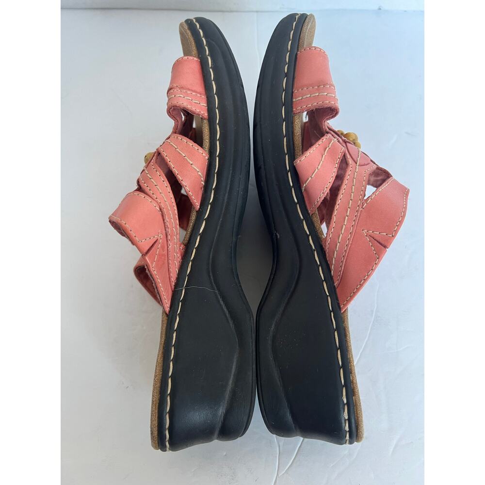 Clarks Lexi Myrtle Low Wedge Bendables Slide Leather Comfort Sandals Sz 10 Wide - Picture 4 of 10